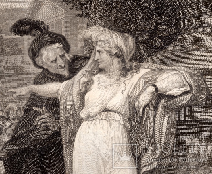 Старинная гравюра. Шекспир. "Троил и Крессида". 1803 год. (42 на 32 см.). Оригинал., фото №3