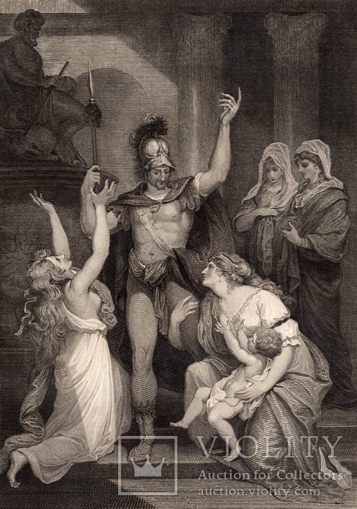 Старинная гравюра. Шекспир. "Троил и Крессида". 1803 год. (42 на 32 см.). Оригинал., фото №2