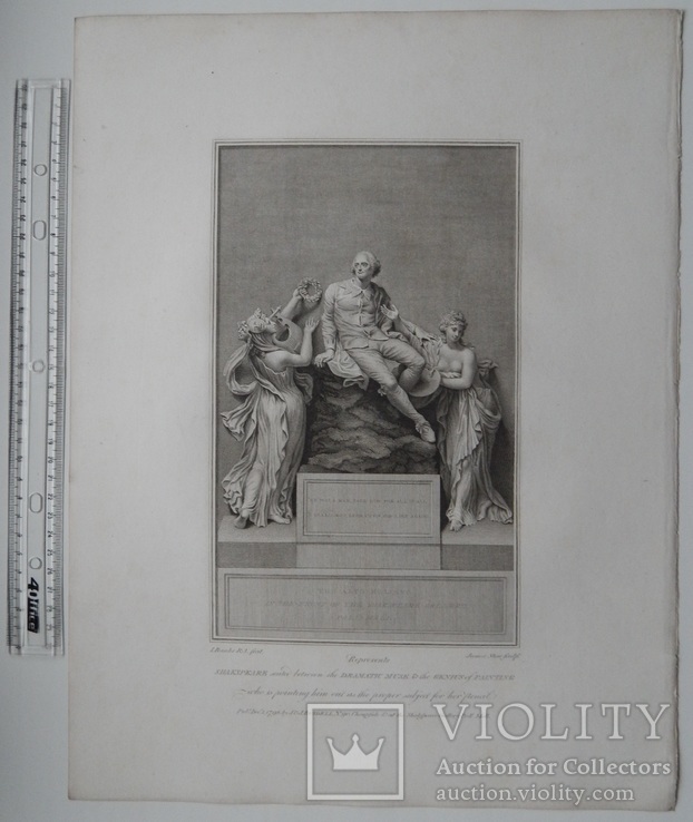 Старинная гравюра. Шекспир. Введение. 1803 год. (42 на 32 см.). Оригинал., фото №6