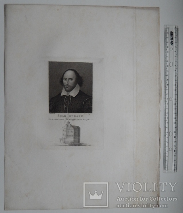 Старинная гравюра. Шекспир. Портрет. 1803 год. (42 на 32 см.). Оригинал., фото №6