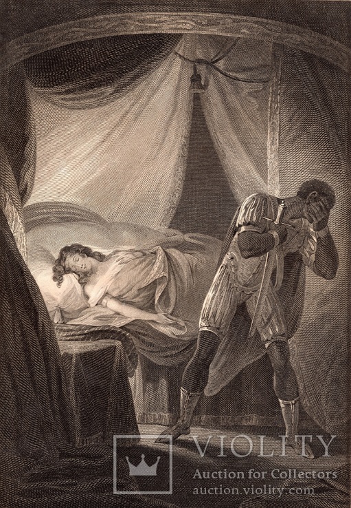 Старинная гравюра. Шекспир. "Отелло". 1803 год. (42 на 32 см.). Оригинал., фото №2