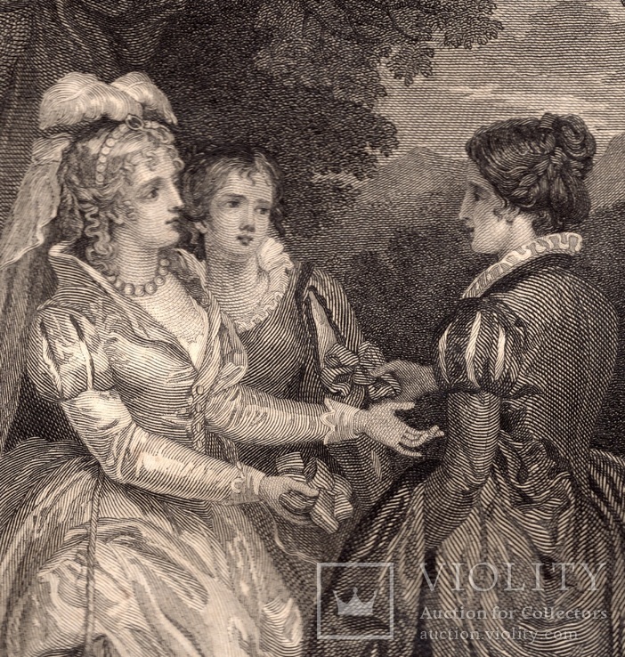 Старинная гравюра. Шекспир. "Бесплодные усилия любви". 1803 год. (42 на 32 см.). Оригинал., фото №3
