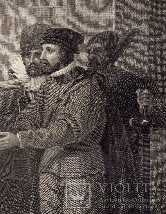 Старинная гравюра. Шекспир. "Венецианский купец". 1803 год. (42 на 32 см.). Оригинал., фото №4
