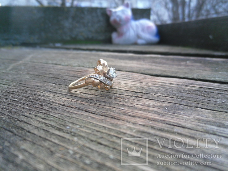 Винтажное золотое кольцо с бриллиантом., фото №5