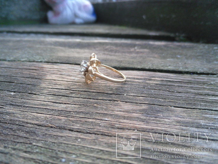 Винтажное золотое кольцо с бриллиантом., photo number 8