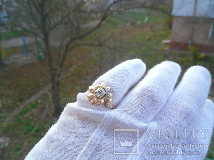 Винтажное золотое кольцо с бриллиантом., photo number 10