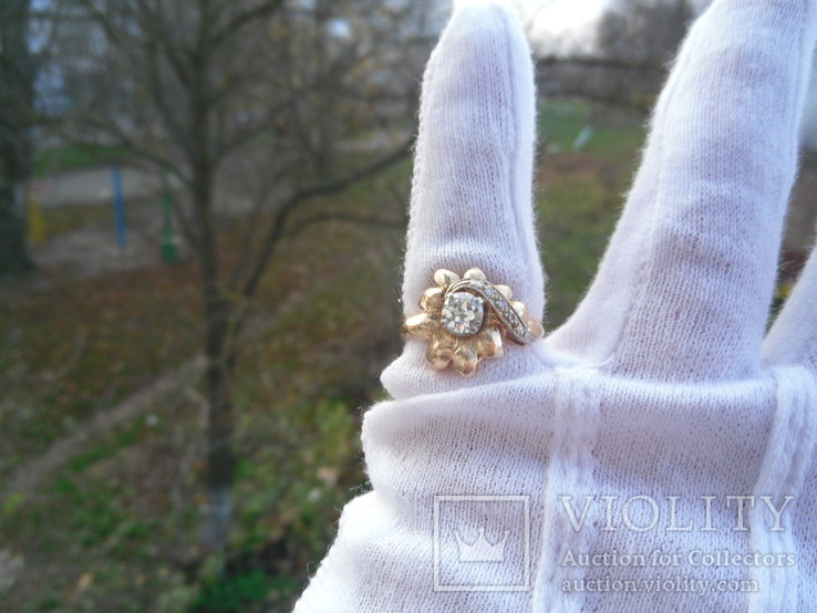 Винтажное золотое кольцо с бриллиантом., numer zdjęcia 11