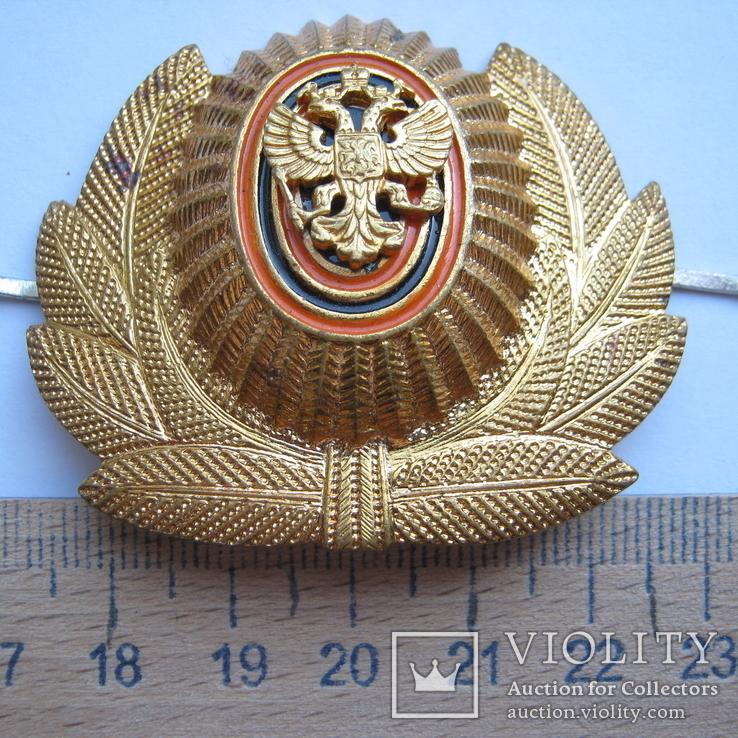 Russia three similar military cap badges: small wreath, normal wreath an two headed eagle, фото №4