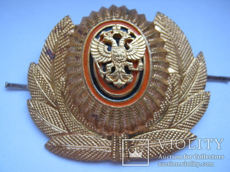 Russia three similar military cap badges: small wreath, normal wreath an two headed eagle, фото №5