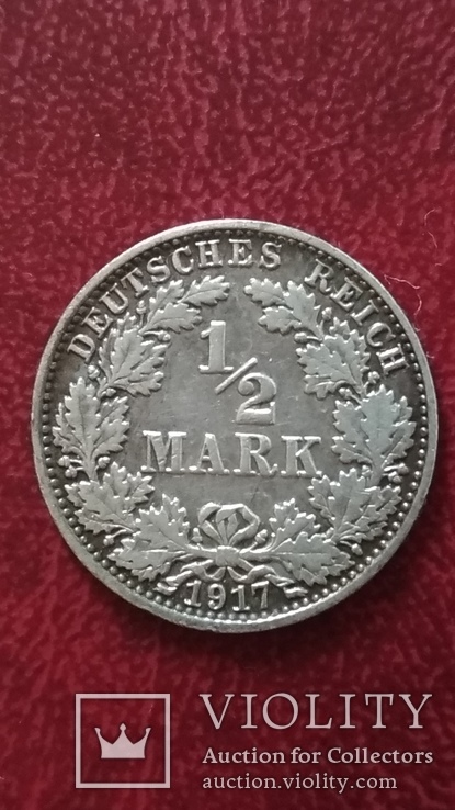 1/2 марки 1917 года. Германия. Серебро., фото №2