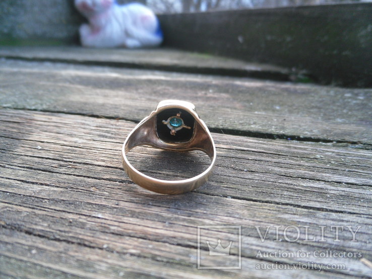 Золотое кольцо с голубым бриллиантом, фото №6