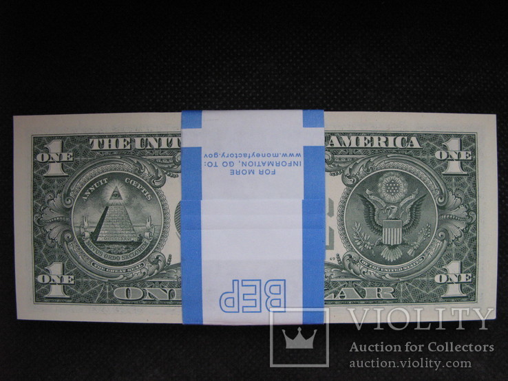 1 долар США 2017рік UNC (1 корінець 100 доларів номер в номер), фото №8