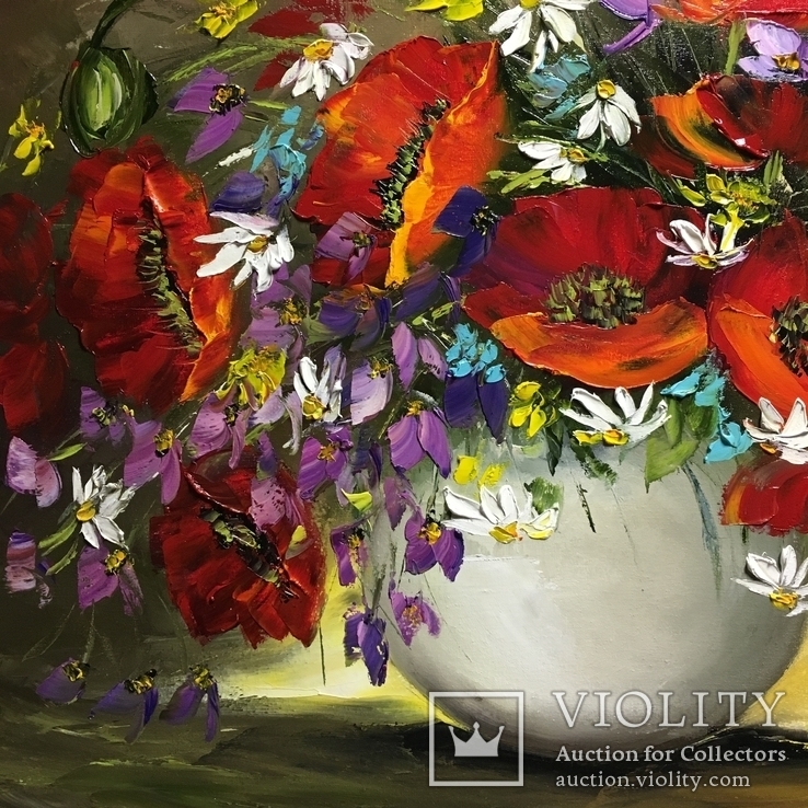 Картина «Букет полевых цветов» масло мастихин 60х70, фото №3