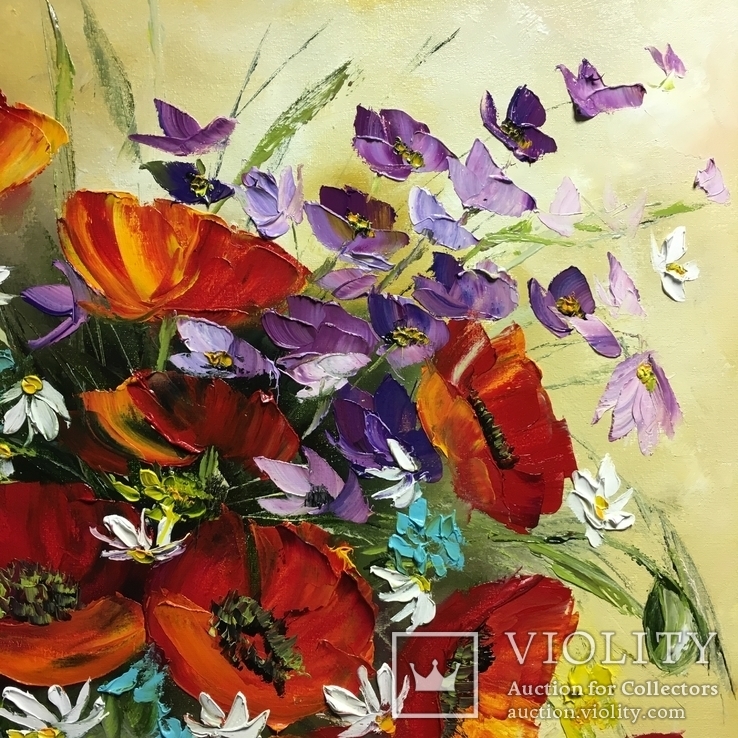 Картина «Букет полевых цветов» масло мастихин 60х70, фото №5