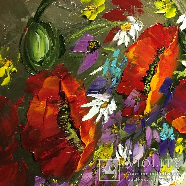 Картина «Букет полевых цветов» масло мастихин 60х70, фото №8