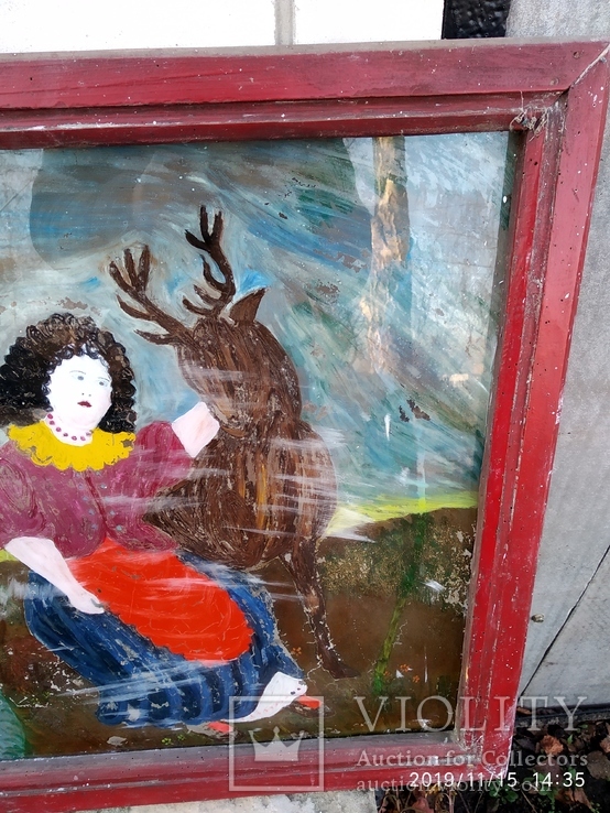 Картина на стекле с девушка с оленем, фото №6