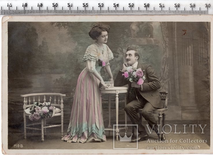  Старинная открытка. 1905 год. Фэнтези, пара мужчина женщина.