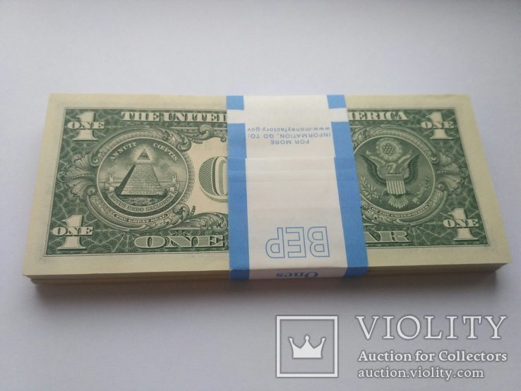 1 доллар 2017 банковская пачка 100 штук, фото №3