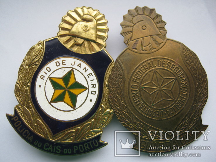 Бразилия Портовая (железнодорожная) полиция и жандармерия жетон бляха на грудь, фото №2