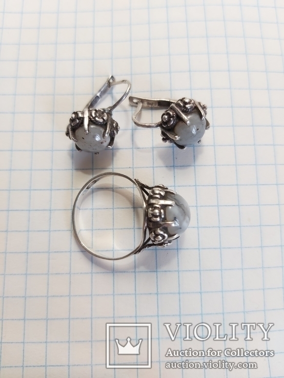 Серебряные серёжки и кольцо., фото №2