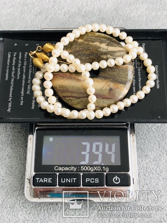 Жемчужные бусы с камнем (золото 750 пр, вес 39,4 гр), фото №3