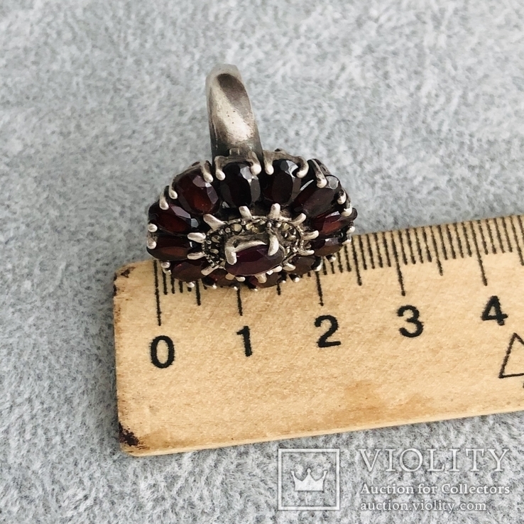 Кольцо с гранатами 18 размер (серебро 925 пр, вес 9 гр), фото №6