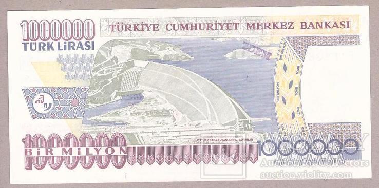 Банкнота Турции 1000000 лир 2002 г. UNC, фото №3