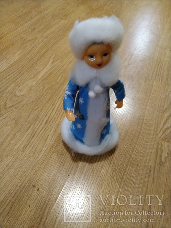 Снегурочка СССР в голубом платье, ткань. 24 см высота, фото №6