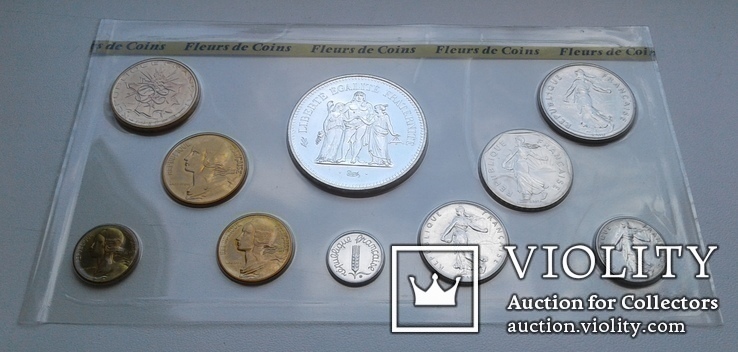 Франция 50 франков 1980г. в годовом наборе. запайка.  UNC., фото №9
