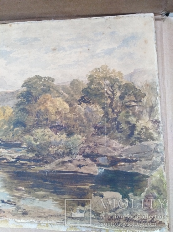 Картина Речной пейзаж подпись мастера 1862 год, фото №10