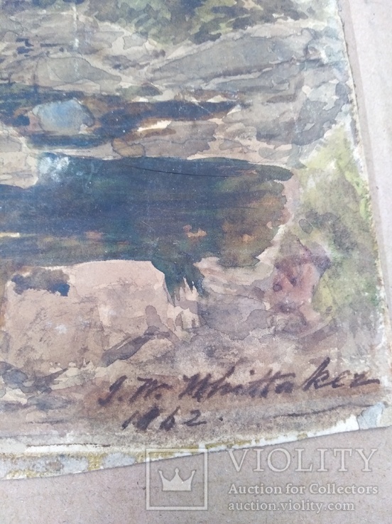 Картина Речной пейзаж подпись мастера 1862 год, фото №11