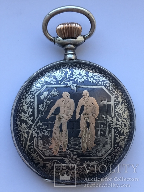 Часы карманные серебро(чернь, золотые вставки) Австрия, Вена. Конец 19 века, фото №2