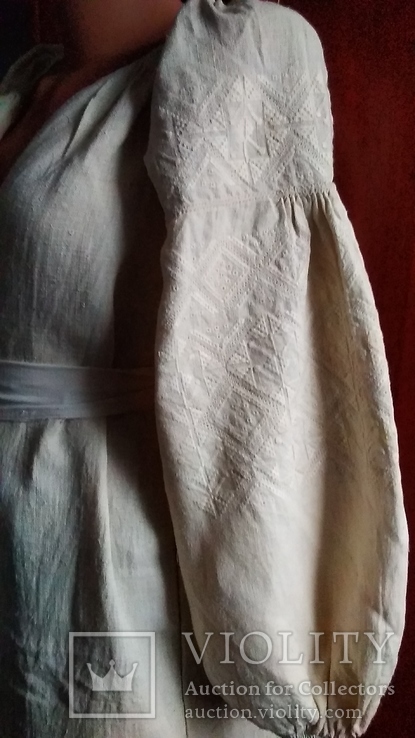 Старинная украинская вышиванка.(Сумщина)   белым по  белому с вырезанием., фото №4