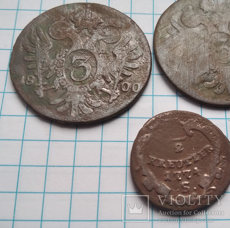 Лот 5 монет. 1/2.;1;3;6 крейцер, фото №3