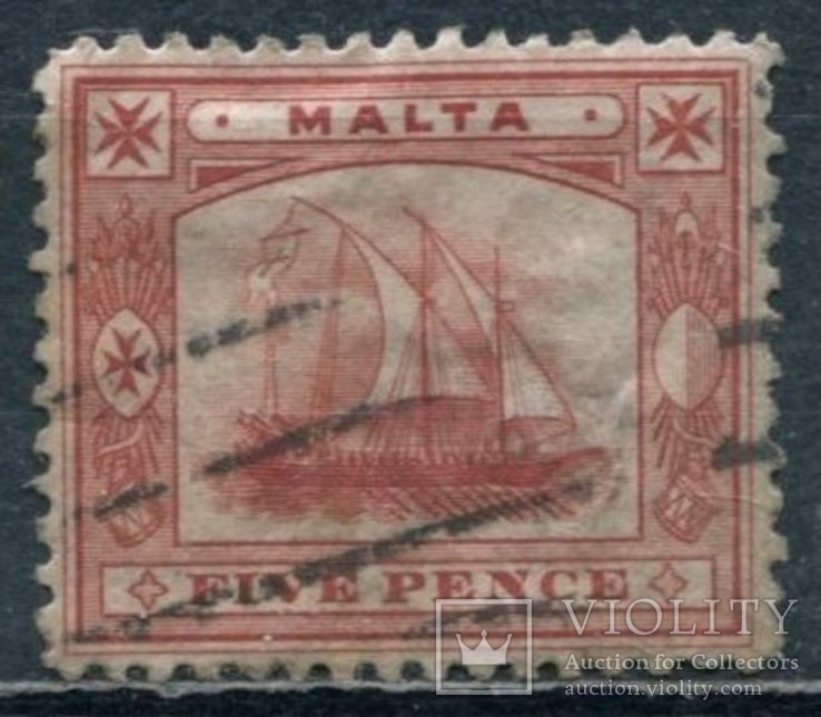 1899 Великобритания колонии Мальта 5р, фото №2