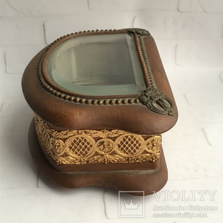 Старая винтажная шкатулка с бронзой, фото №6