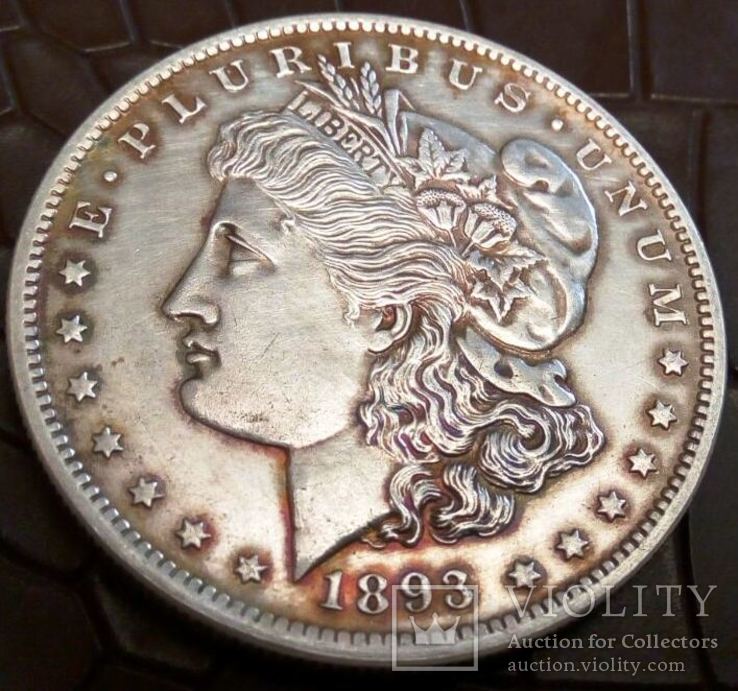 1 долар 1893 року CC .  CША  /срібло/UNS, фото №5