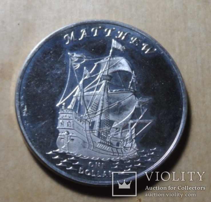Гилберта острова 2015 год монета 1 доллар парусник герб корабль Кирибати, фото №2