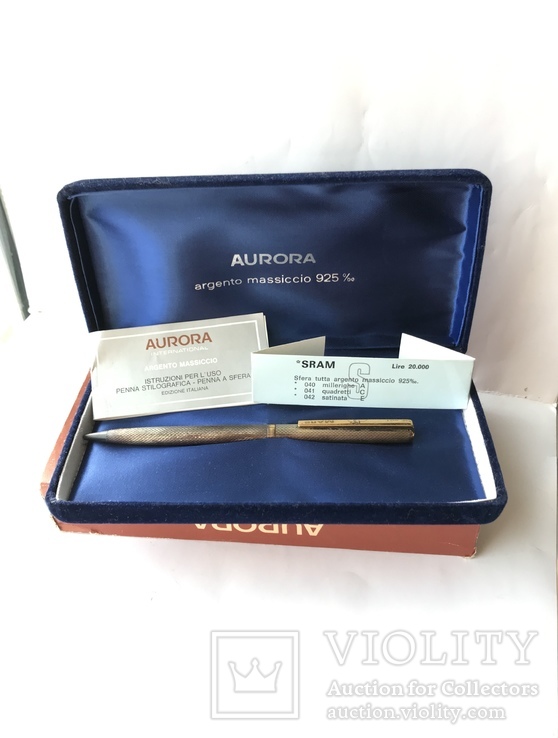 Срібна ручка AURORA 925  в футлярі , з сертифікатом + в рідниій коробці