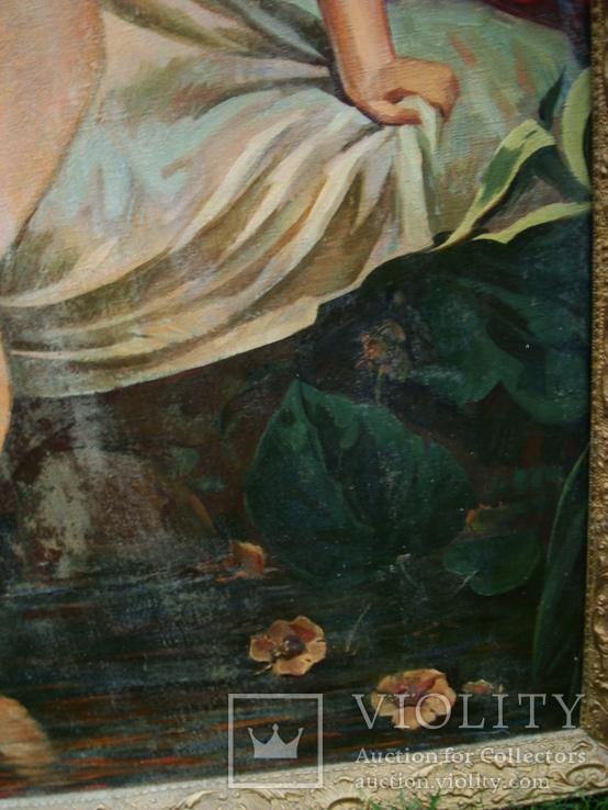Женский портрет. Ню. холст масло 75х120см. Купальщица А.Ф.Беллоли (1820-1881гг) копия, фото №10