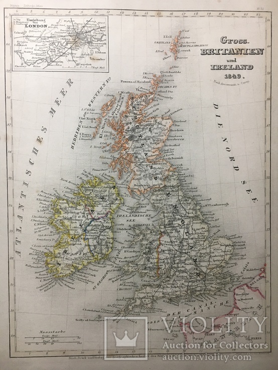 Карта Англія, Шотландія, Ірландія. 1849р. (лист 245*295), фото №3