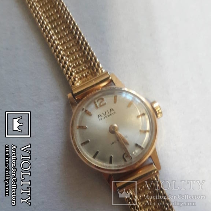 Часы Швейцарские Золотые 750 проба AVIA женские, фото №2