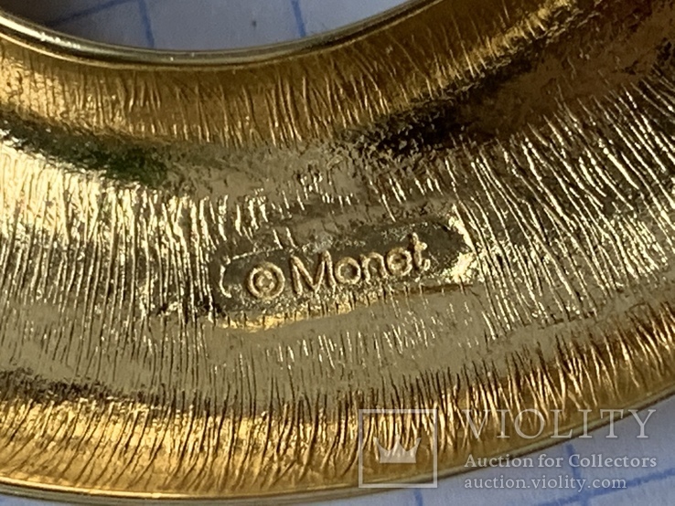 Большая позолоченная Брошь от Американского бренда Monet, фото №4
