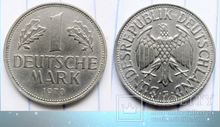 Монета 1 Deutsche Mark 1970 Германия, фото №2