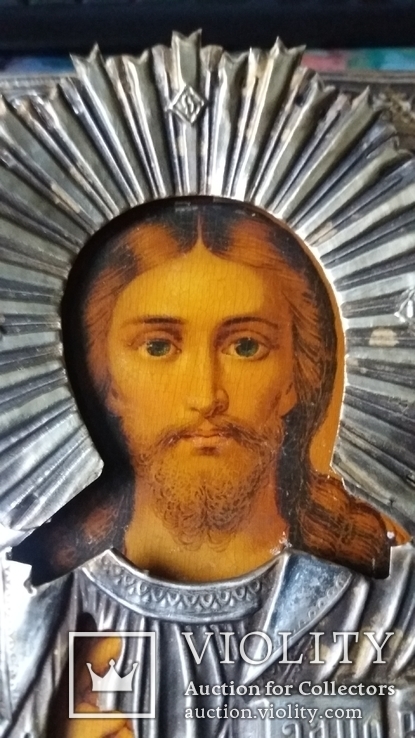 Икона Спасителя 18 см на 22.Латунь посеребренная, фото №4