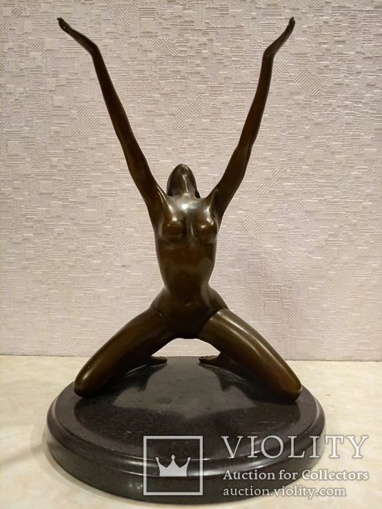 Бронзовая статуэтка "Гимнастика.Ню." - бронза или латунь., фото №3