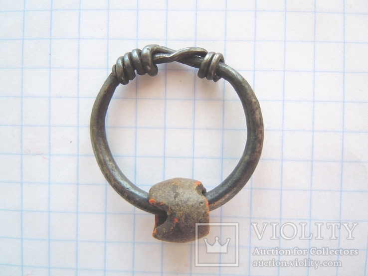 Серебряное височное кольцо с бусиной, фото №10