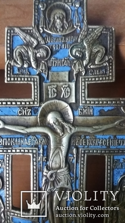 Крест с предстоящими 22 см эмаль, фото №3