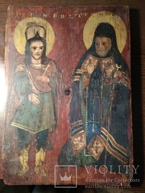 Икона Святой мученик Иоанн Воин и Св. Митрофан (XIX) в., фото №2