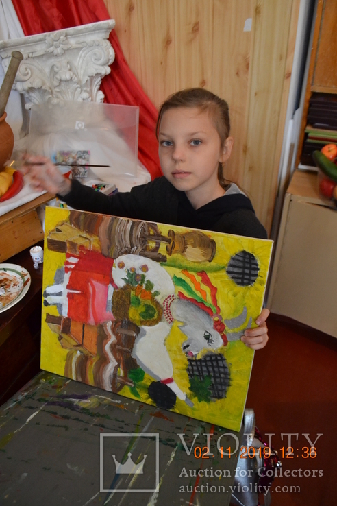 Картина "Етно коза", 50х40 см., акрил, листопад 2019 р., Поліна Кузуб, 9 років, фото №13
